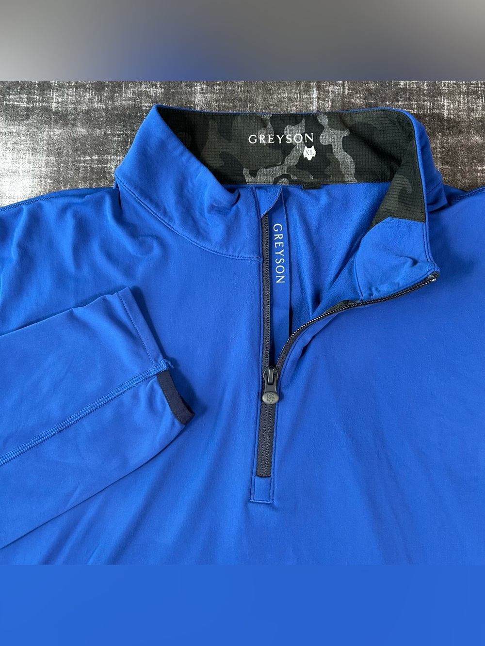 Greyson Tate Pullover Mens XL Royal Blue 1/4 Zip Herringbone "La Quinta" Sweater